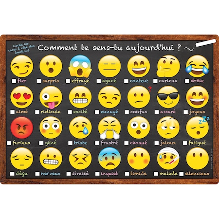 Ashley Productions Smart Poly French Emotions Icon Chart, 13in x 19in, Comment te sens-tu aujourd hui 93006